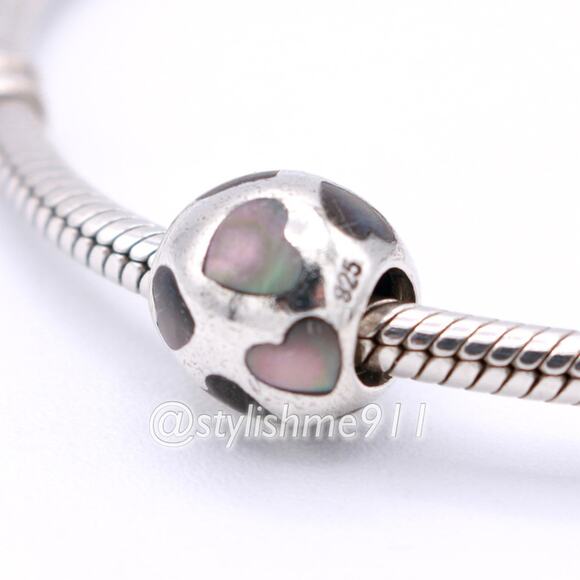 Authentic PANDORA Love Me Black Mother of Pearl Charm - 790398MPB - Picture 1 of 8